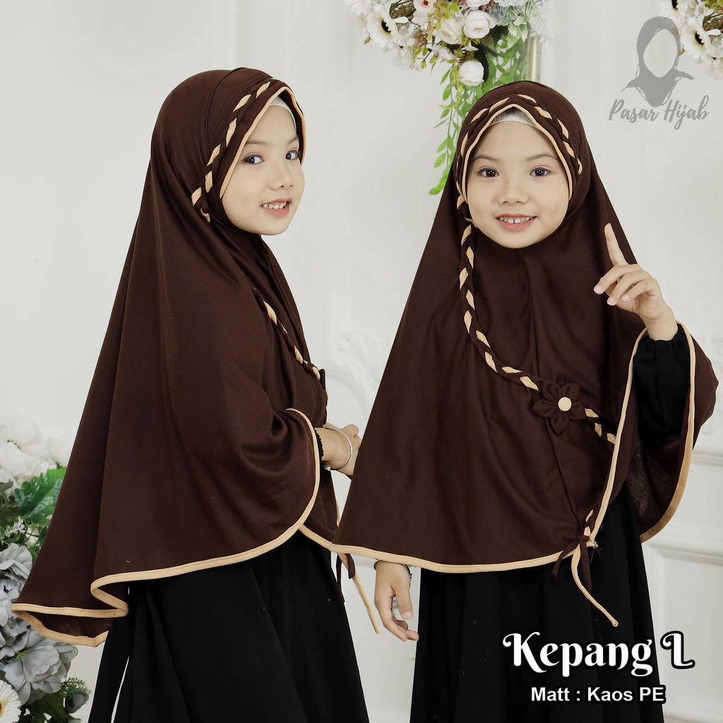 Kerudung Anak Sekolah SD Model Kepang Size L Jilbab Instan Anak Sekolah Hijab Anak Pasar Hija'b