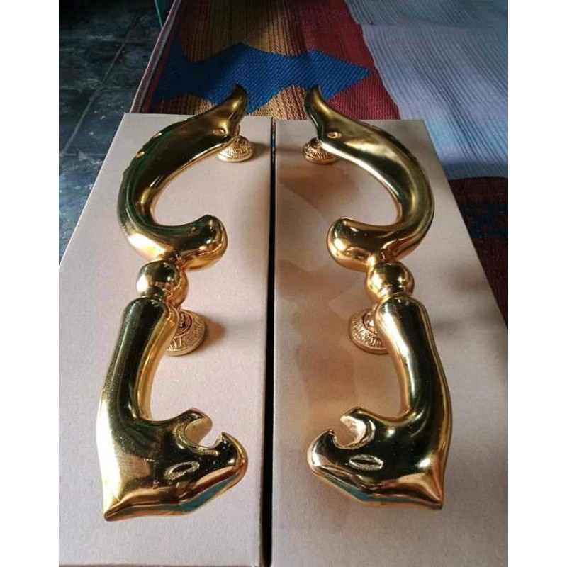 Handle Pintu Motif Kujang Gold emas