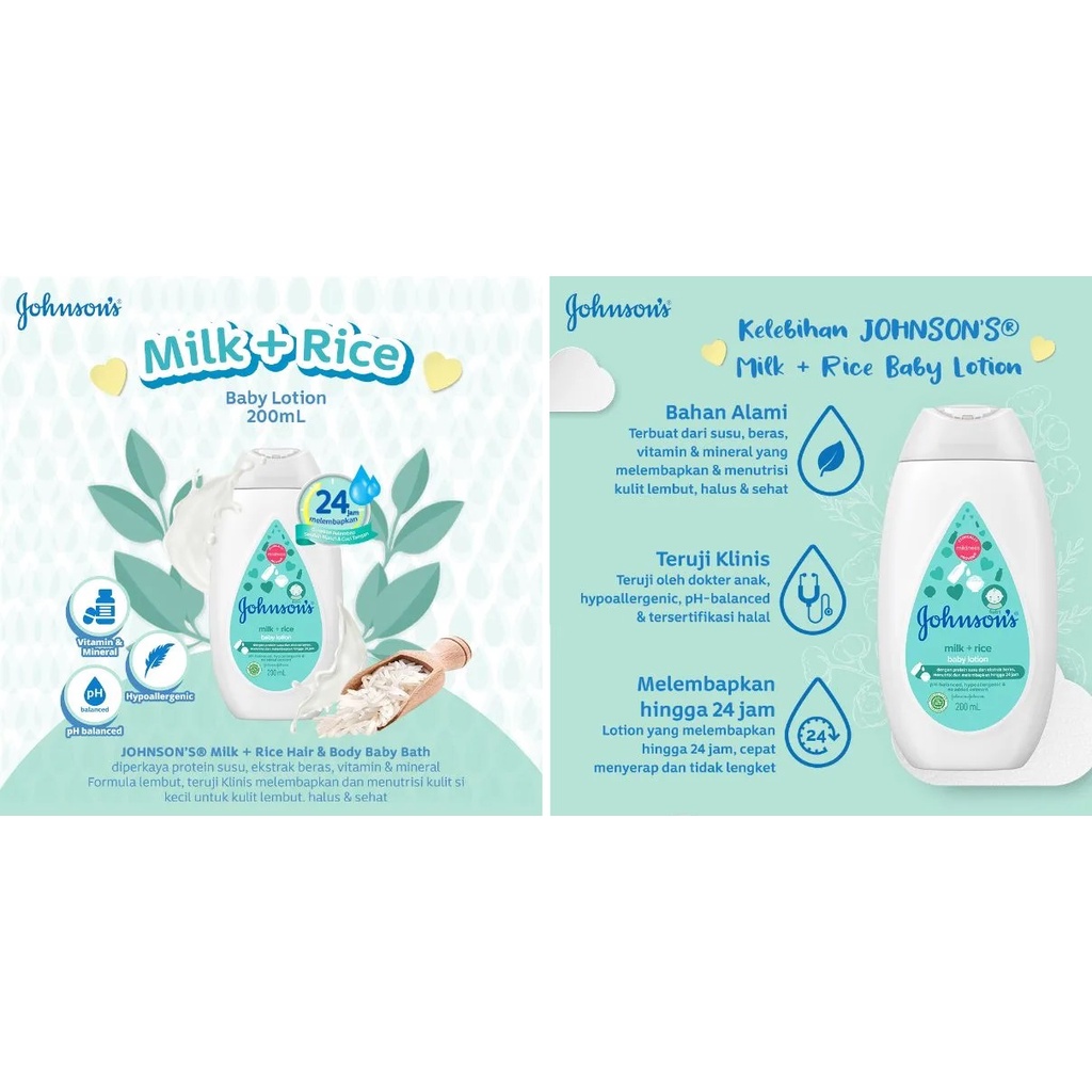 JOHNSON'S BABY LOTION MILK + RICE 200ML