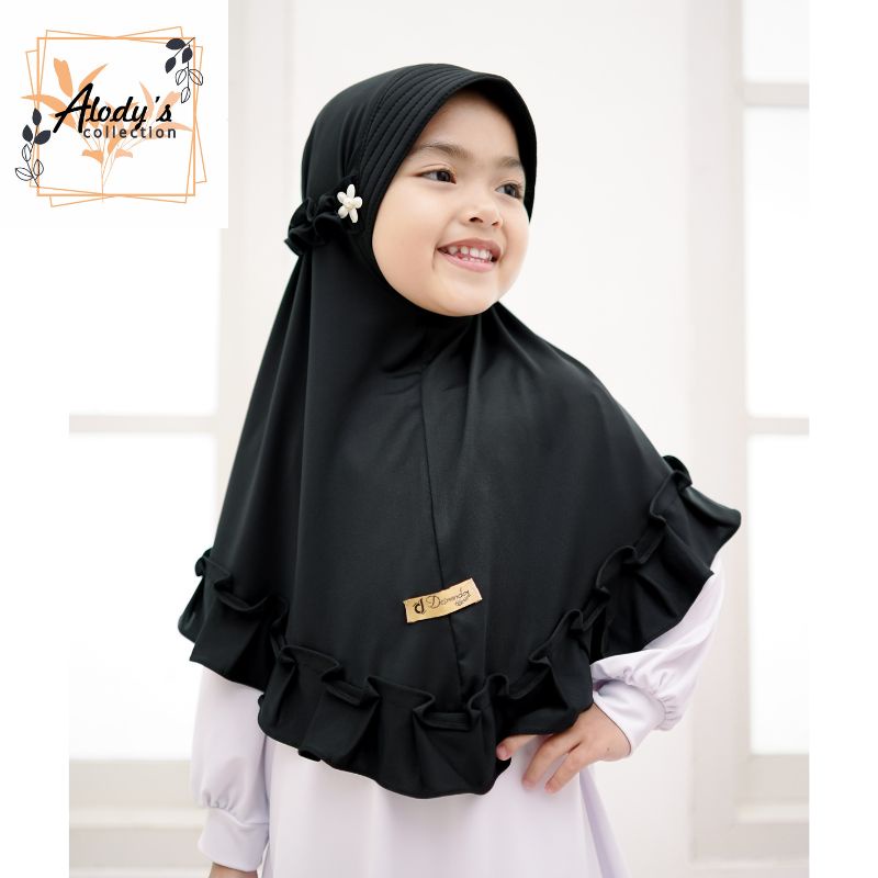 Jilbab Anak Ped Tali Kriwil Sheila Usia 3-8 Tahun Bahan Jersey Terbaru Termurah/ Alody's Collection