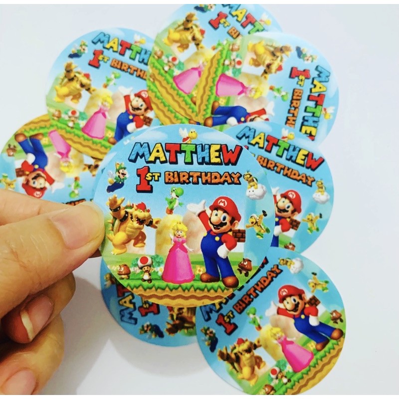 

Mario Sticker Pudding / Tumpeng / Bento / Souvenir Birthday / Sticker Ulang Tahun