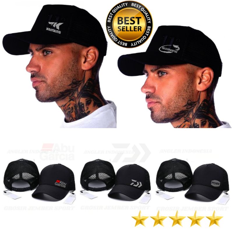 ⭐⭐⭐⭐⭐Topi mancing topi angler topi outdoor topi jaring pelindung panas