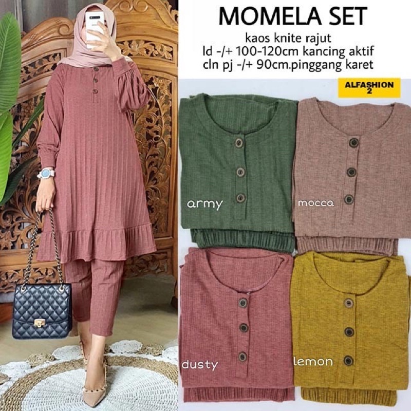 Momela setelan celana rajut knit import