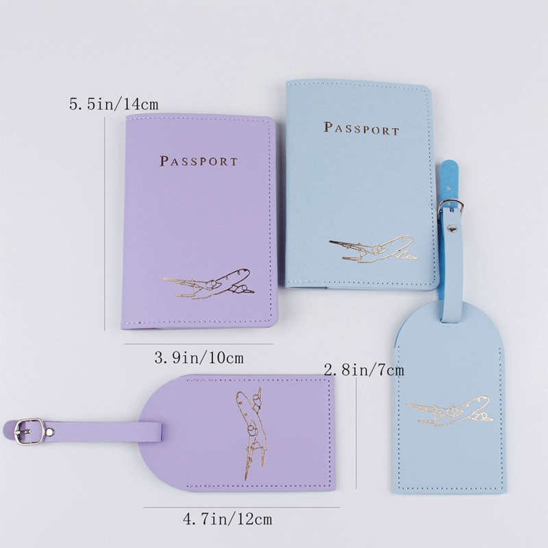 Gro 4pcs Lover Couple PU Leather Passport Untuk Case Holder Luggage Tag Travel Pelindung Kartu Kredit Pernikahan Untuk Wanita Me