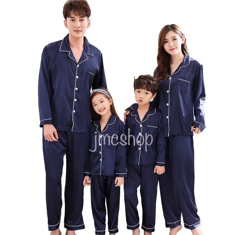 piyama couple keluarga satin exclusive lengan panjang celana panjang ukuran bayi sampai jumbo