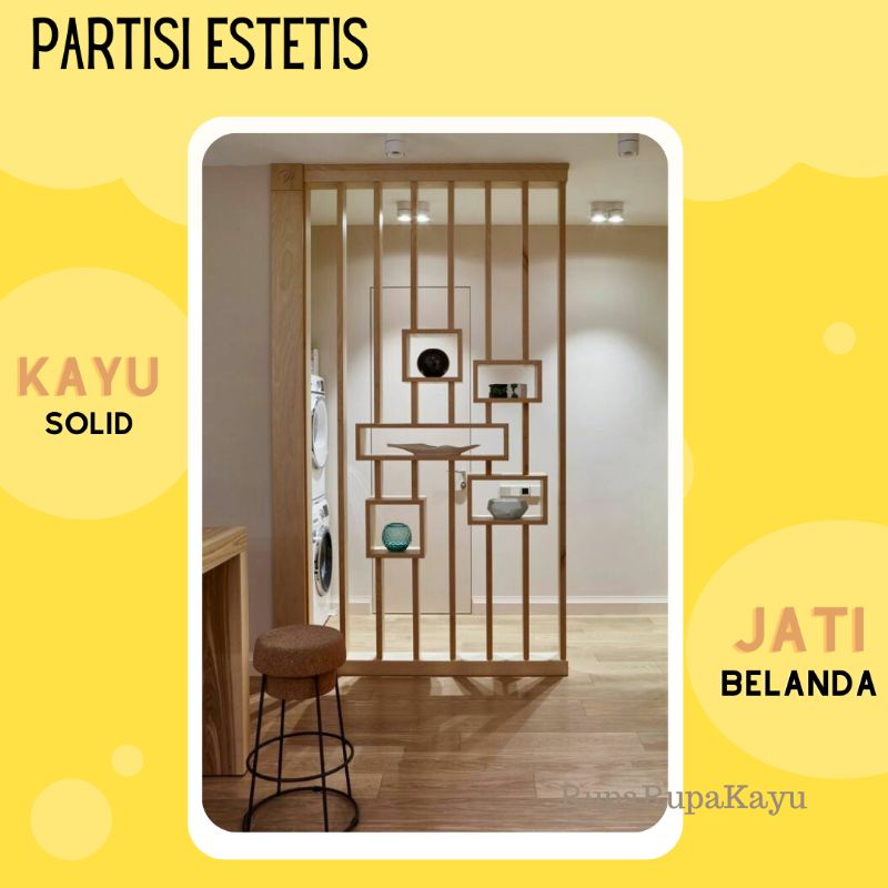 Partisi Sekat Kayu Solid Minimalis untuk Dekorasi Rumah