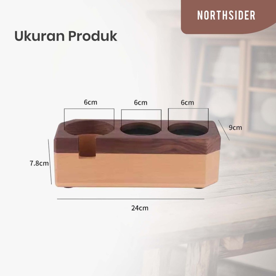 ALAS TAMPER KOPI KAYU PERSEGI | COFFEE PORTAFILTER HOLDER WALNUT LY458