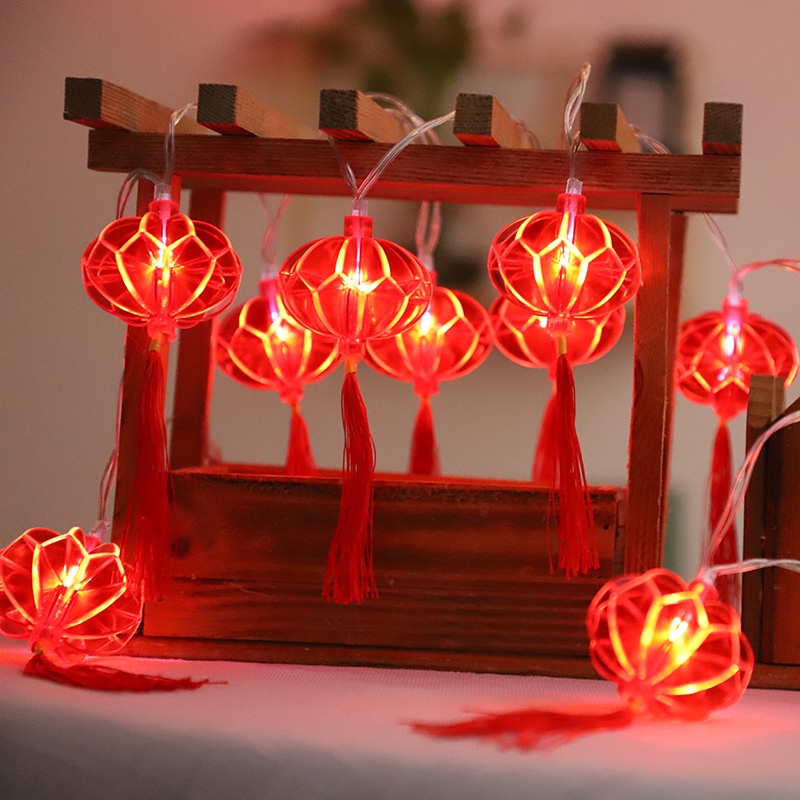 Lampion LED China Spring Festival String Light Lentera Klasik Tahun Baru Jumbai String Lampu Dekorasi