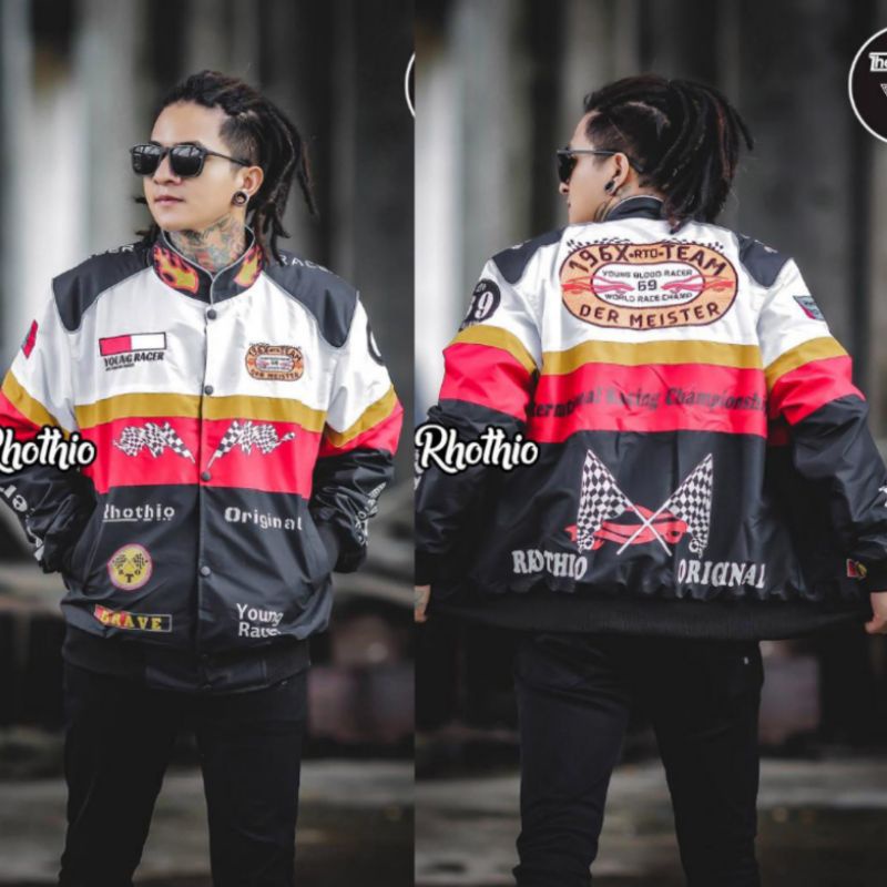 JAKET PRIA BORDIR NASCAR JACKET VINTAGE RACING WHITE JEFF GORDON CHASE AUTHENTICS jaket putih