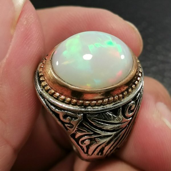 CINCIN BATU AKIK PERMATA NATURAL KALIMAYA KRISTAL WHITE OPAL WELO Ist 07