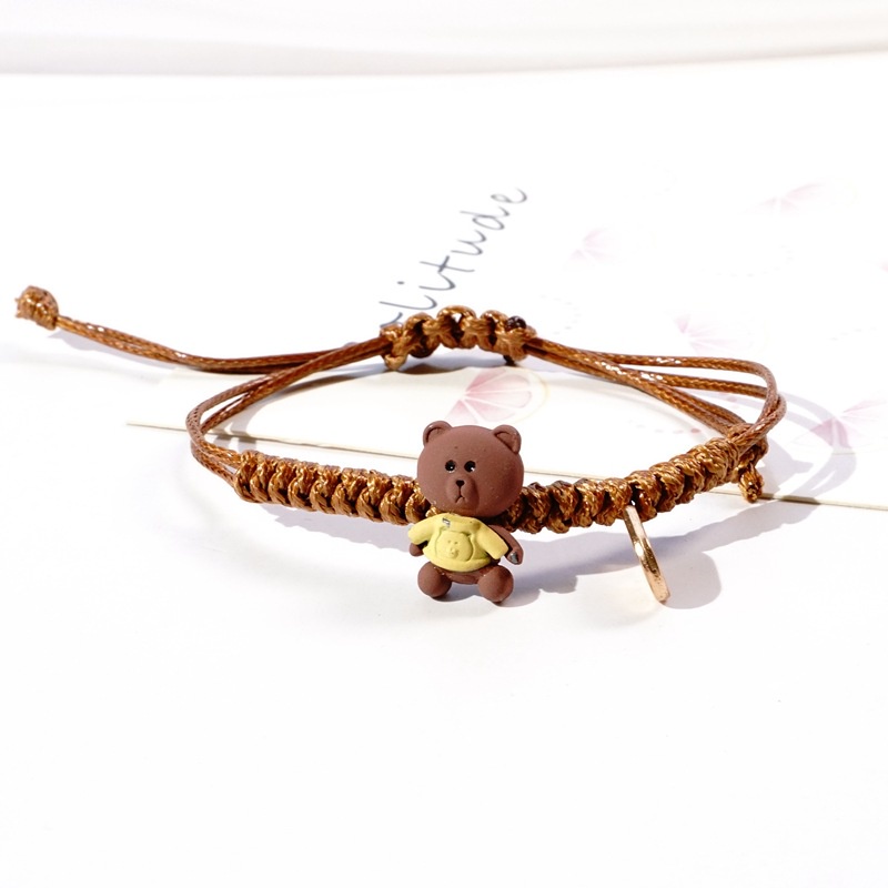 Gelang bear etnik bead Tali persahabatan Braided Bracelet/Friendship Adjustable Fashion Aksesoris-brown