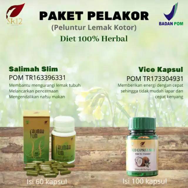 Paket ampuh Salimah slim + vco Paket peluntur lemak kotor (Paket pelakor sr12) (Medan)