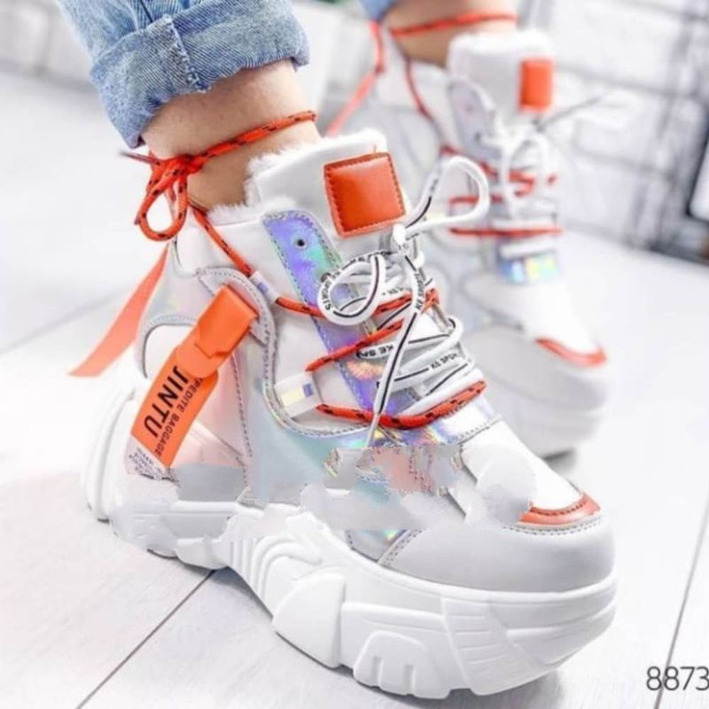 SNEAKERS WEDGES WANITA LUCU MURAH DANCE KOREA GLITTER MAIN MALL LUCU CEWEK SEPATU KETS MODEL IMPORT