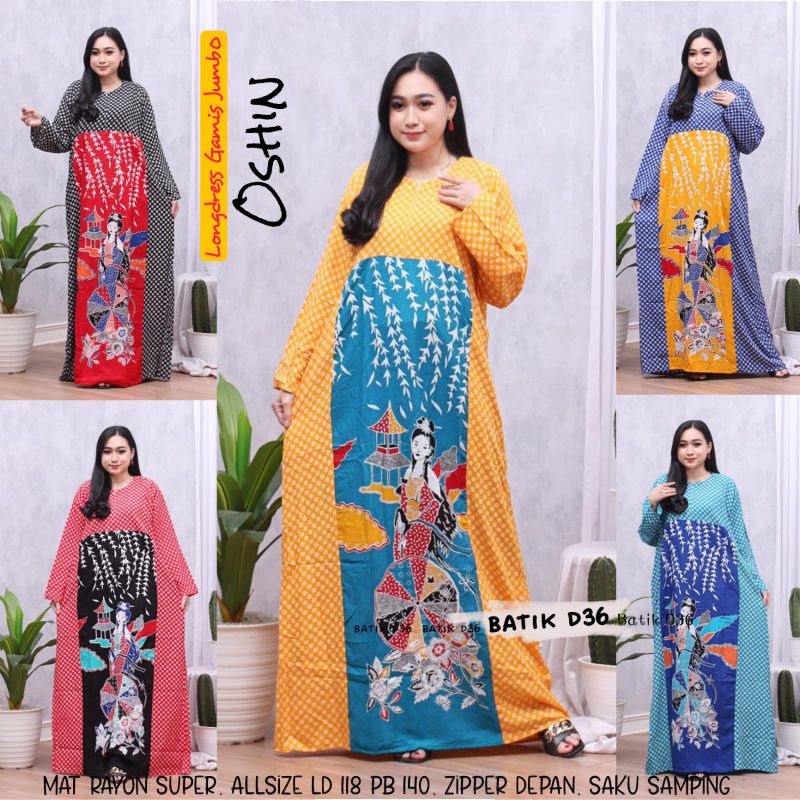 Gamis Jumbo Longdress Oshin Rayon Kekinian Busui Murah Cantik Bahan Adem