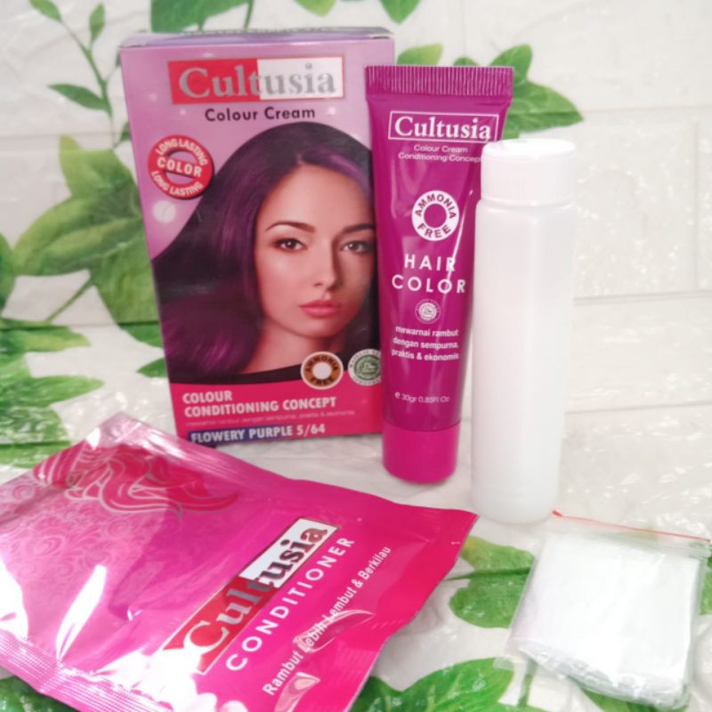 CULTUSIA COLOUR CREAM  FLOWERY PURPLE 5/64 30GR CAT PEWARNA HIGHLIGHT  RAMBUT UNGU