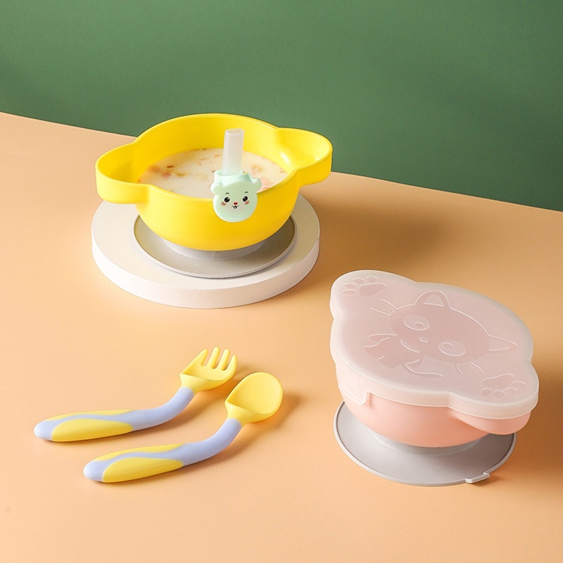 Mary Set Piring + Sendok + Garpu + Sedotan Bayi Anti Slip