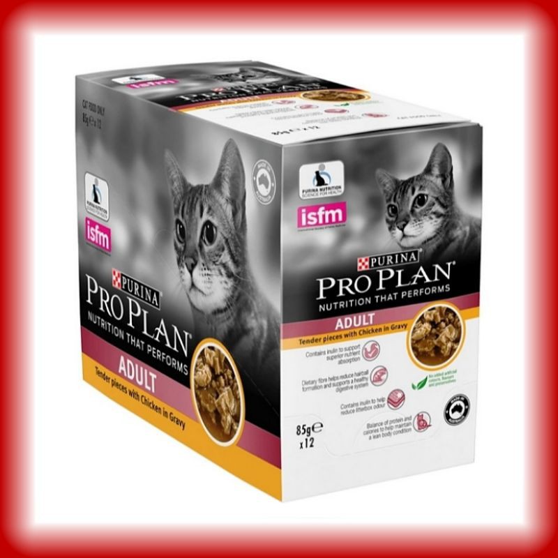 Proplan Pouch Adult 85g 1 box (isi 12pcs) / Pro Plan Sachet Adult / Wet food