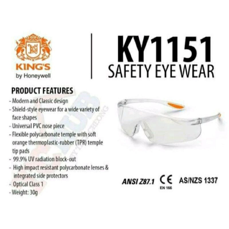 Kacamata safety king Ky1151/kacamata kerja proyek KING'S KY1151