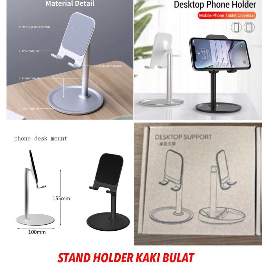 HOLDER BESI KAKI BULAT Stand Hp Desktop phone Holder HD Dudukan Hp