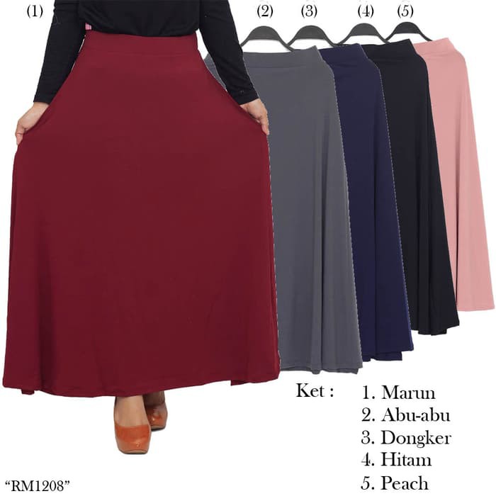 Rok Jersey / Rok Panjang / Rok Kerja Bahan Jersey Motif Polos - RM1208
