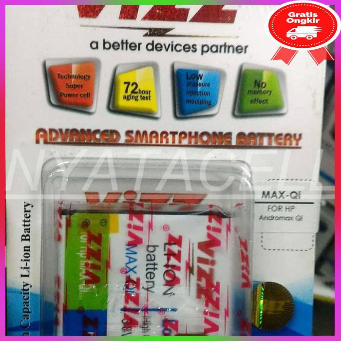 BATERAI VIZZ SMARTFREN ANDROMAX QI MAX BATERAI DOUBLE POWER ORIGINAL ACC HP