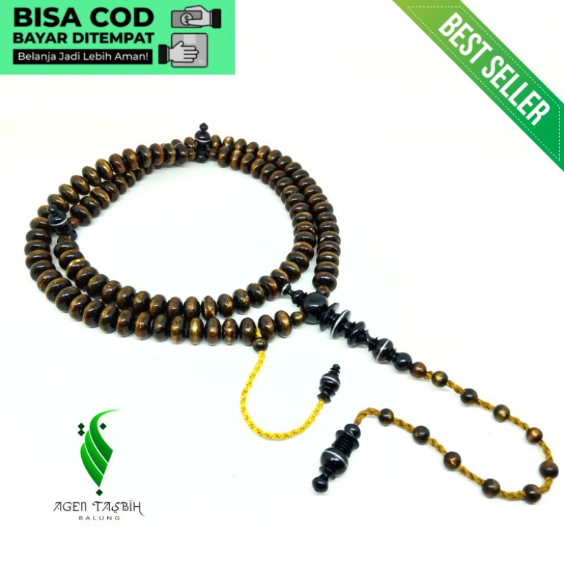 Tasbih Yuser Akar Bahar Tali Arus Motif Pipih, Tasbih 99 Butir Antik Kualitas Super