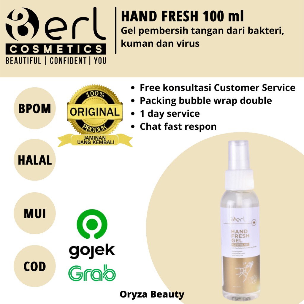 COD Hand Sanitizer B ERL Hand Fresh Gel B Erl 100 ml Halus Lembut Wangi Di Tangan