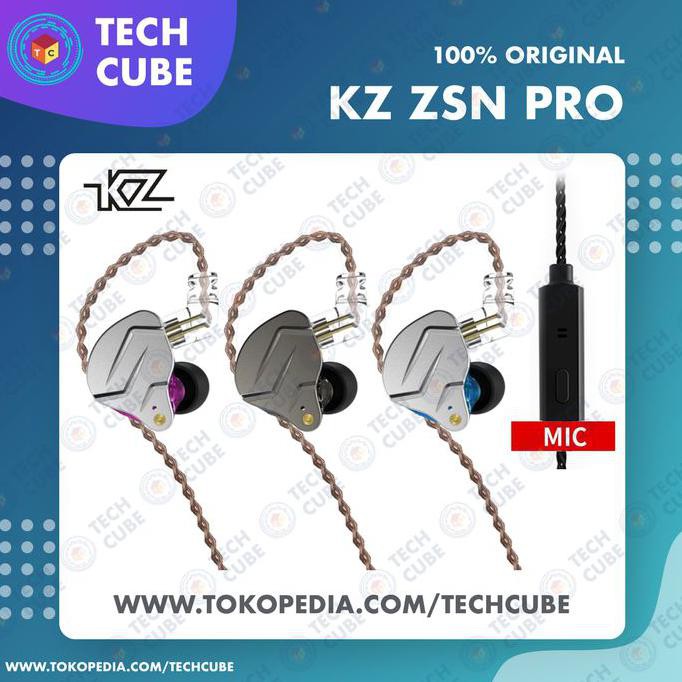 KZ ZSN PRO with MIC In Ear Earphone Headset Hybrid 1BA 1DD HIFI Bass - SilverPurple