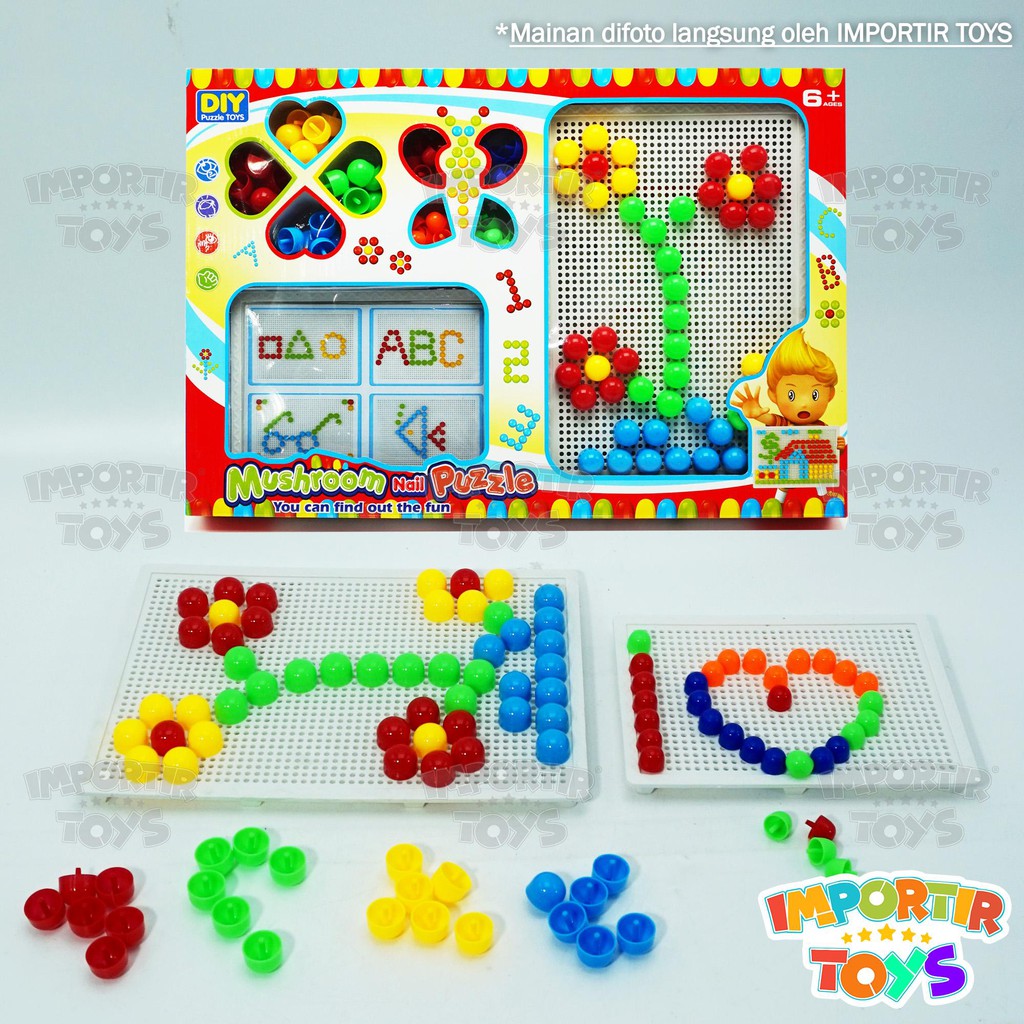 EDUKASI ANAK PUZZLE Paku Jamur 3D Puzzle Jigsaw Mainan Anak Belajar Kreatif!