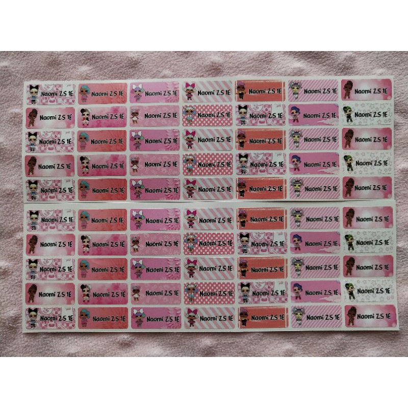 

stiker nama waterproof mini mouse frozen princess little pony