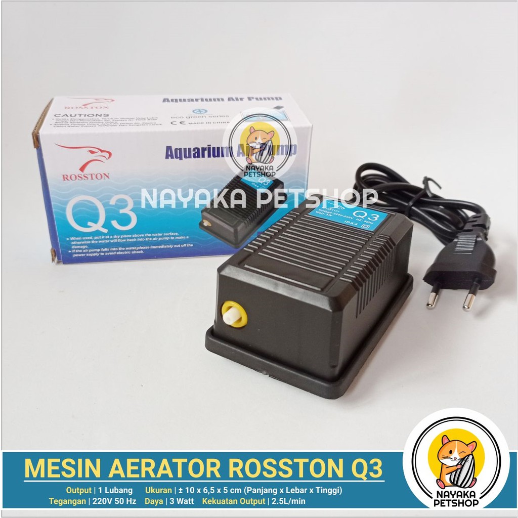 Rosston Q3 1 Lubang Mesin Aerator Mesin Pompa Angin Gelembung Udara Aquarium Aquascape Murah