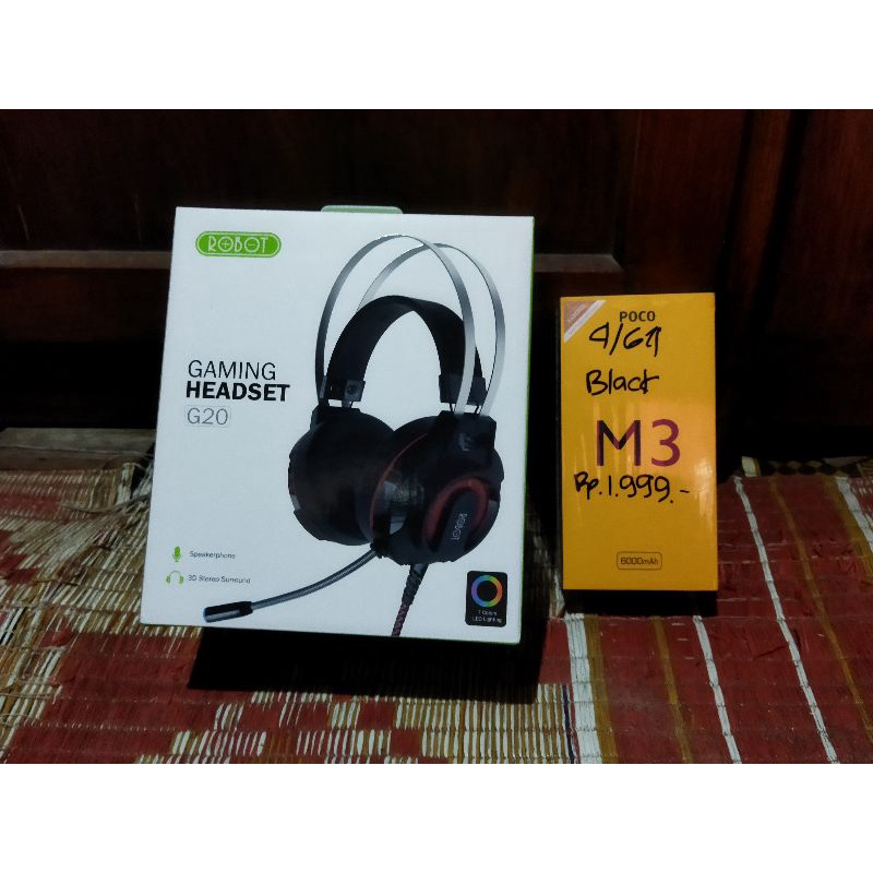 POCO M3 4/64 HITAM/BLACK+GAMING HEADSET G20