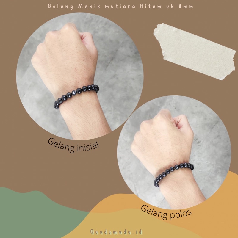 GELANG MANIK HITAM UK 8/6 MM