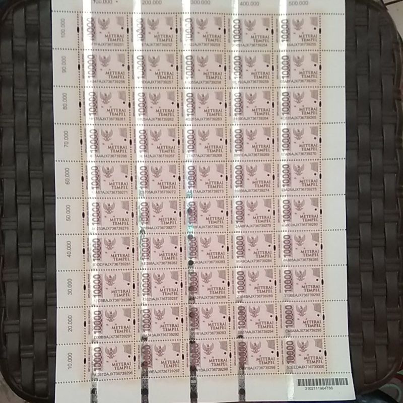 

meterai tempel 10000, materai 10000 50 keping