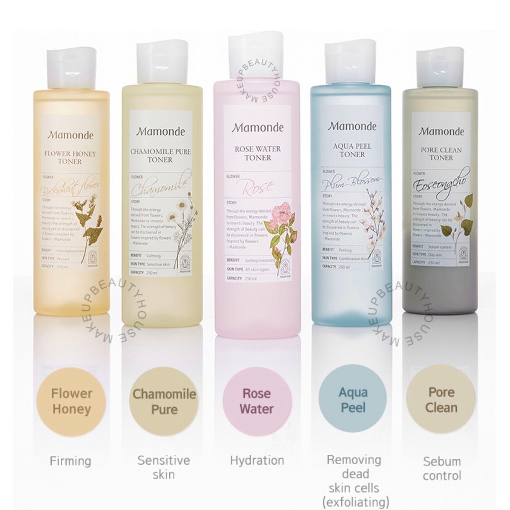 MAMONDE Rose Water Toner / Chamomile / Aqua Peel / Flower Honey / Pore Clean 250ml