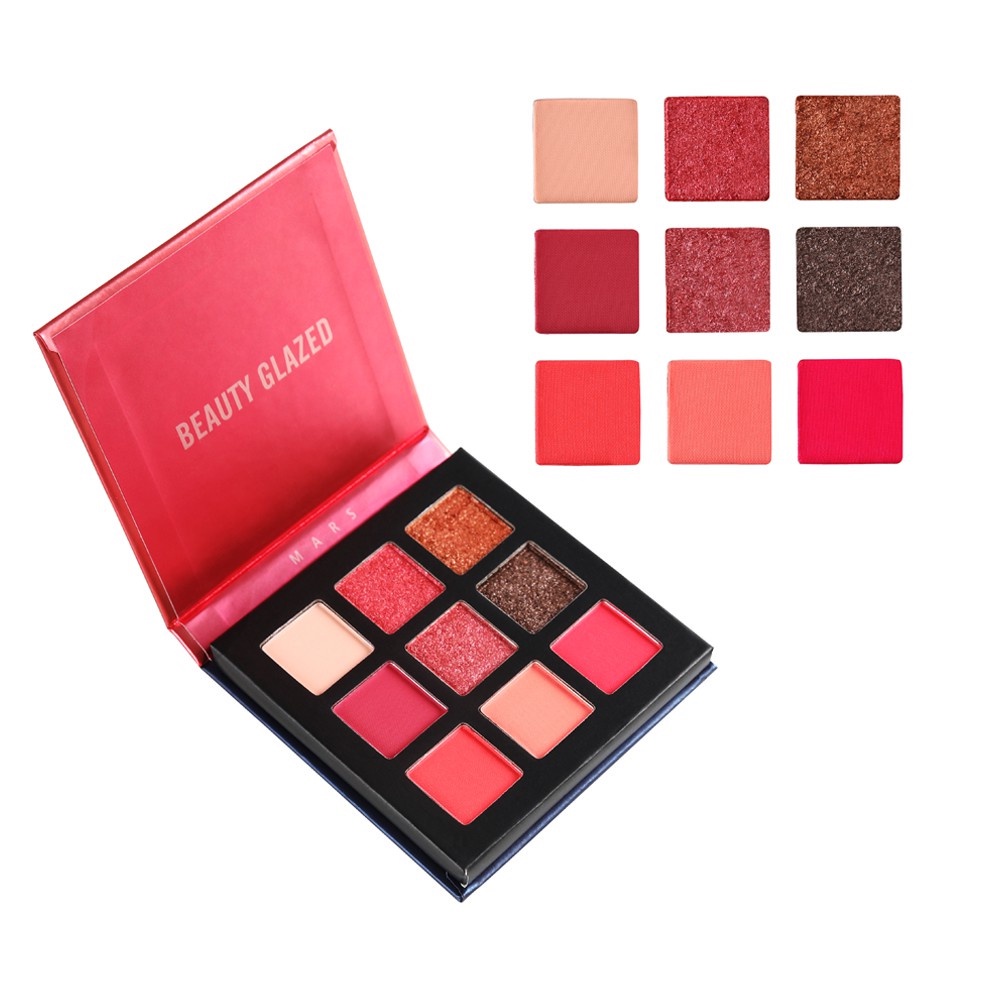 BEAUTY GLAZED 9 Warna Palet Eyeshadow Pigmented Kosmetik Riasan Mata Tahan Air