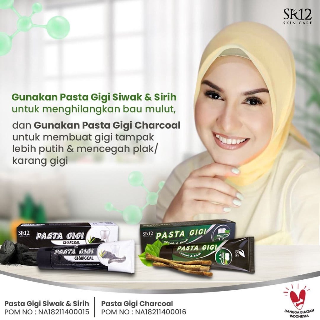 PASTA GIGI CHARCOAL &amp; SIWAK SR12 170gr / PEMUTIH GIGI DAN PENGHILANG KARANG GIGI BPOM / OBAT BAU MULUT