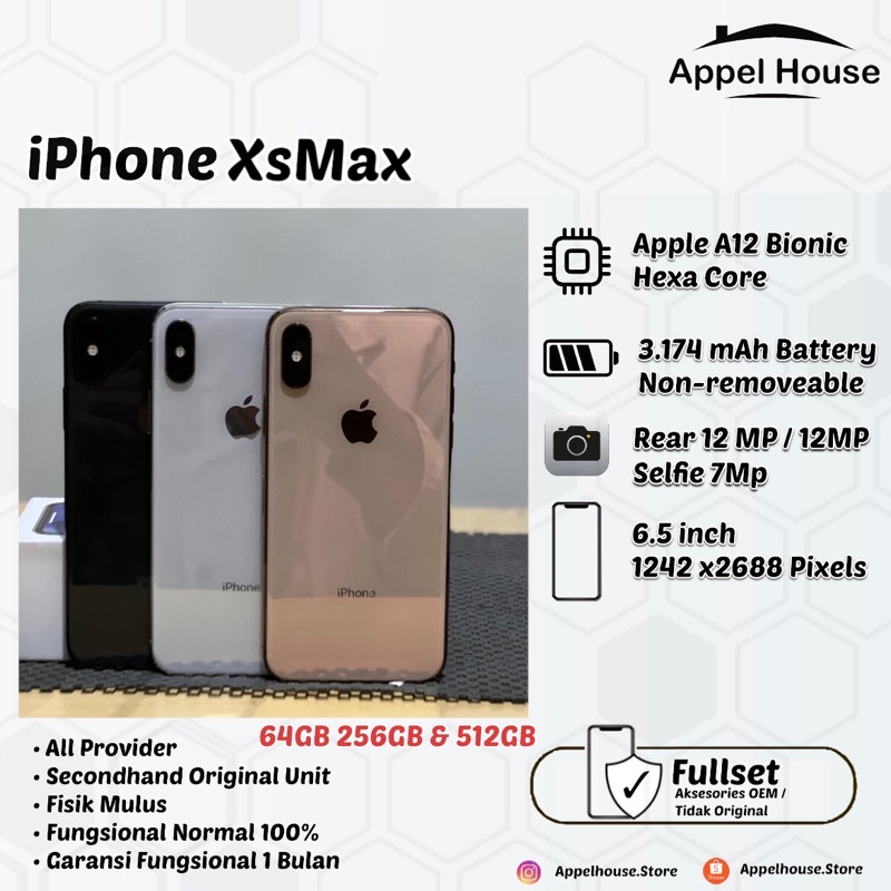 Jual IPhone XS Max 64GB 256GB Bekas Second Original 100 NORMAL MULUS FULLSET Shopee Indonesia