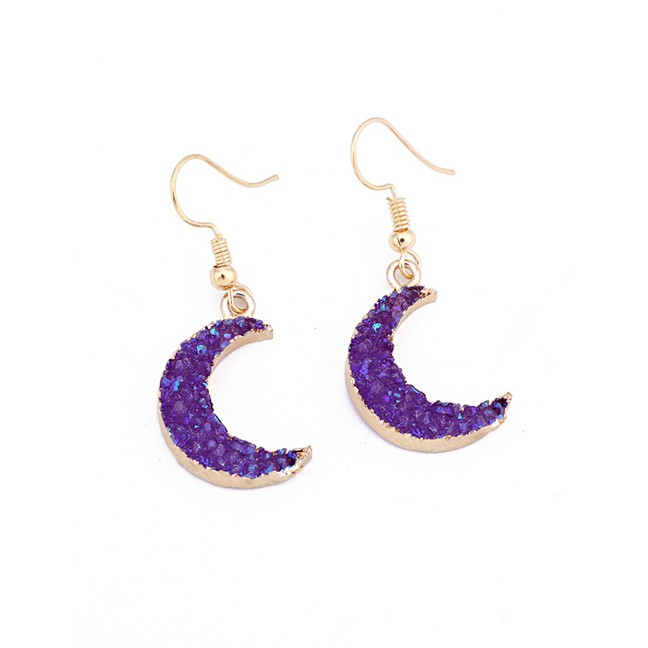 LRC Anting Gantung Fashion Natural Stone Crescent Resin Earrings F66647