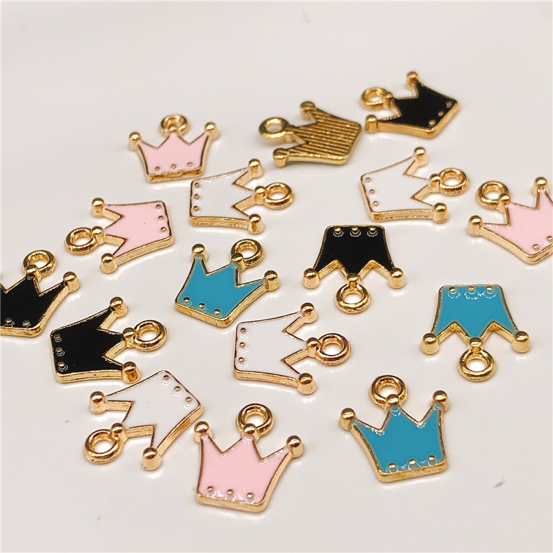 4pcs Liontin Enamel Charms Bentuk Mahkota Untuk Membuat Perhiasan