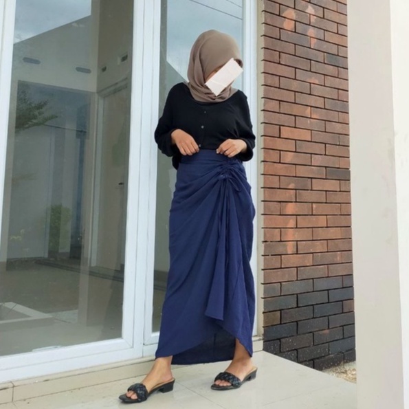 ROK SERUT SAMPING CRINKLE AIRFLOW/ROK PANJANG SERUT BAHAN CRINKLE