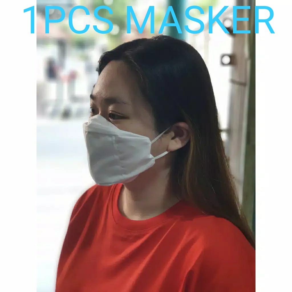 MASKER KAIN PUTIH 3 LAPIS POLOS BISA DI ISI 1PCS