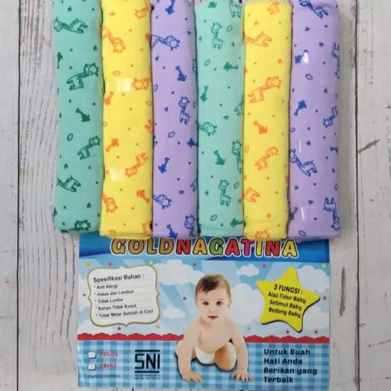 6in1 Bedong Bayi Goldnagatina Rainbow Pelangi motif Boneka Kecil / Dot uk 90x100 bahan lembut  dan halus