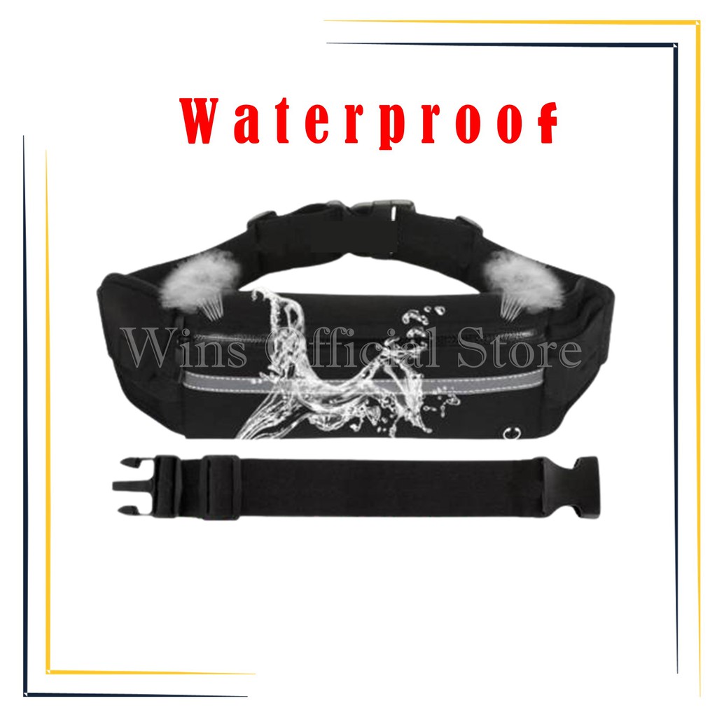 Tas Pinggang Olahraga Lari Pria Wanita Waistbag Waterproof Running Belt Bahan Elastis dan Murah