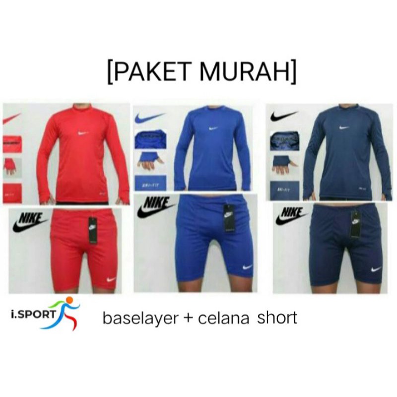 [Paket 2pcs] Manset/Baselayer Panjang &amp; short pendek