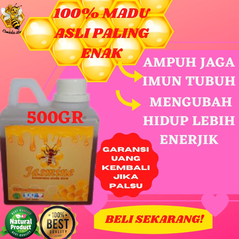 

madu honey asli murni hutan organik jasmine suplemen makanan herbal sehat asli 100% 500 gram