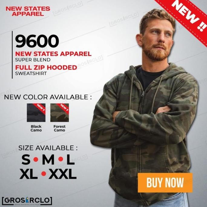 New States Apparel Nsa Jaket Zip Hoodie Polos 9600 Camo Import S - Xxl