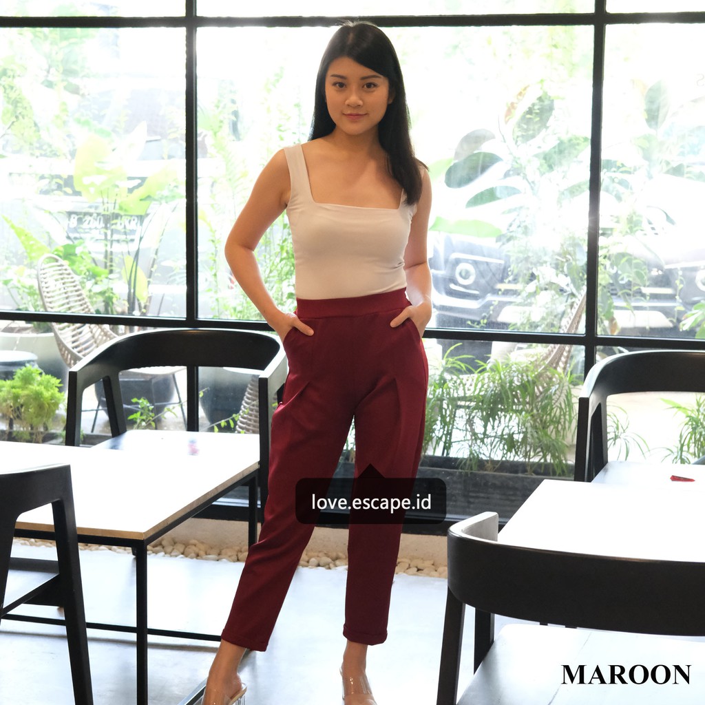 LOVE ESCAPE Celana Bahan Kerja Wanita/Celana Panjang Wanita/Scuba Editor Pants