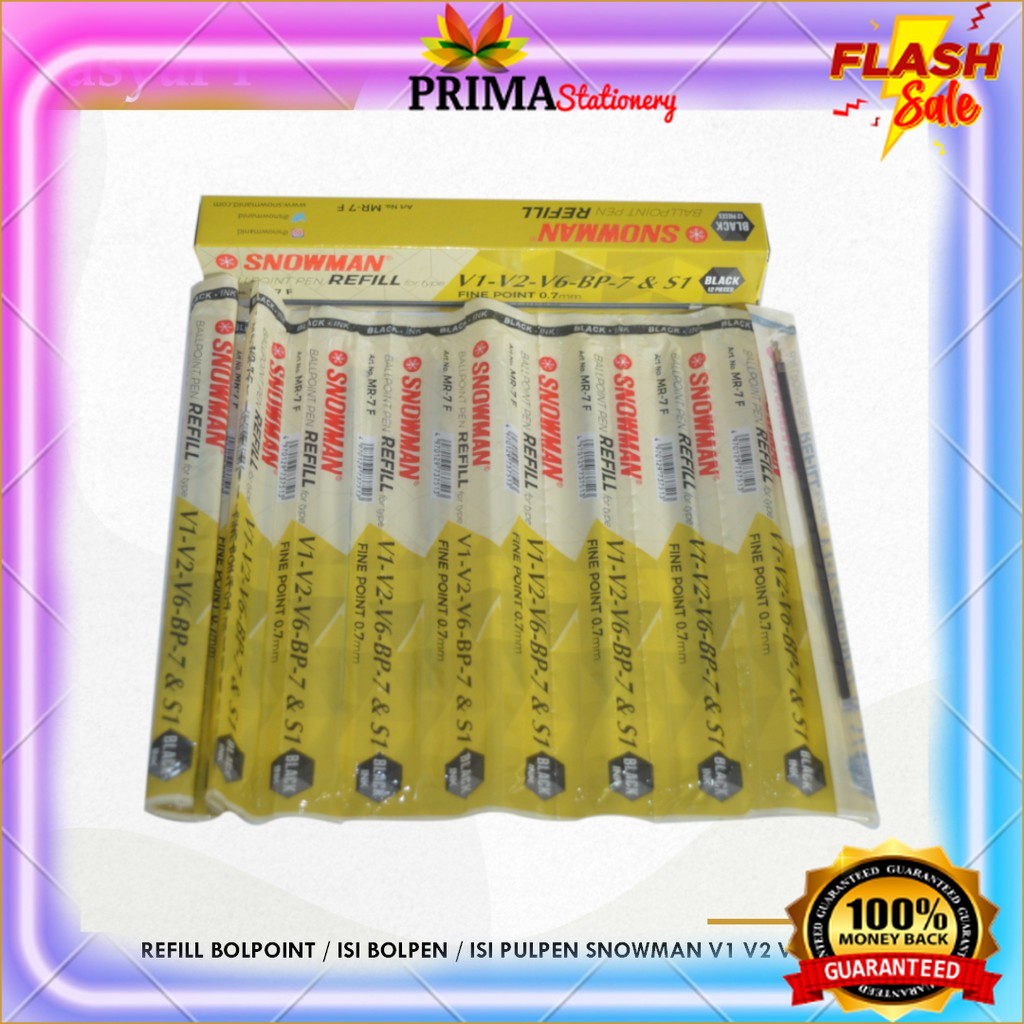 

BALLPOINT, BOLPEN, POLPEN, PULPEN, PENA ( PROMO !!! ) Refill Bolpoint / Isi Bolpen / Isi Pulpen Snowman V1 V2 V6 BP-7 S1 07 mm Hitam