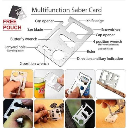 Dijual Pisau Kartu Multifungsi 11 in 1 Survival Kit Card Knife Serbaguna tool Murah
